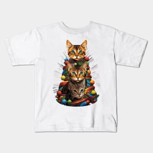 Cat Christmas Tree Kids T-Shirt